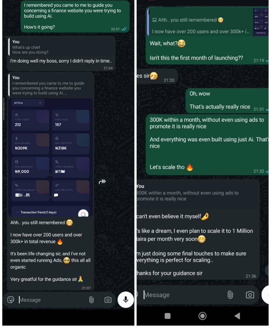 Isah Nurudeen testimonial screenshot